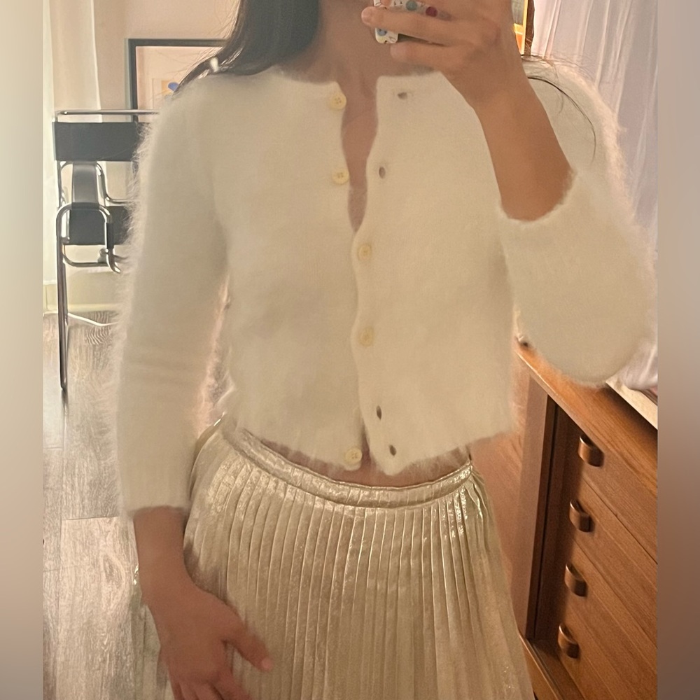 Angel mohair mini cropped cardigan off white ivory XS - Picture 2 of 11